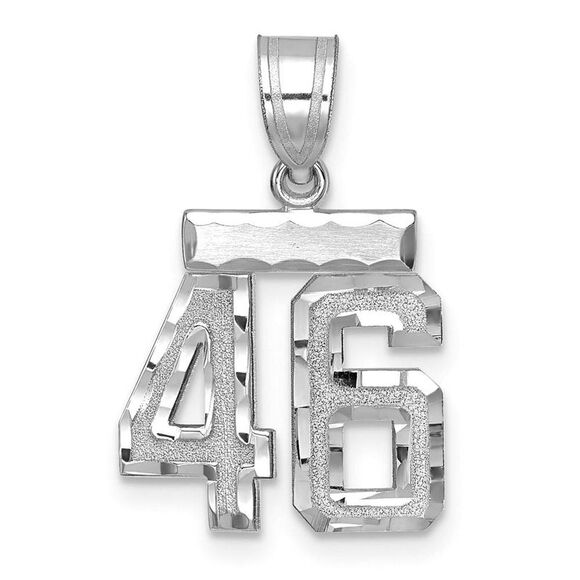 14k White Gold, Varsity Collection, Small D/C Pendant, Number 46 - Picture 1 of 3